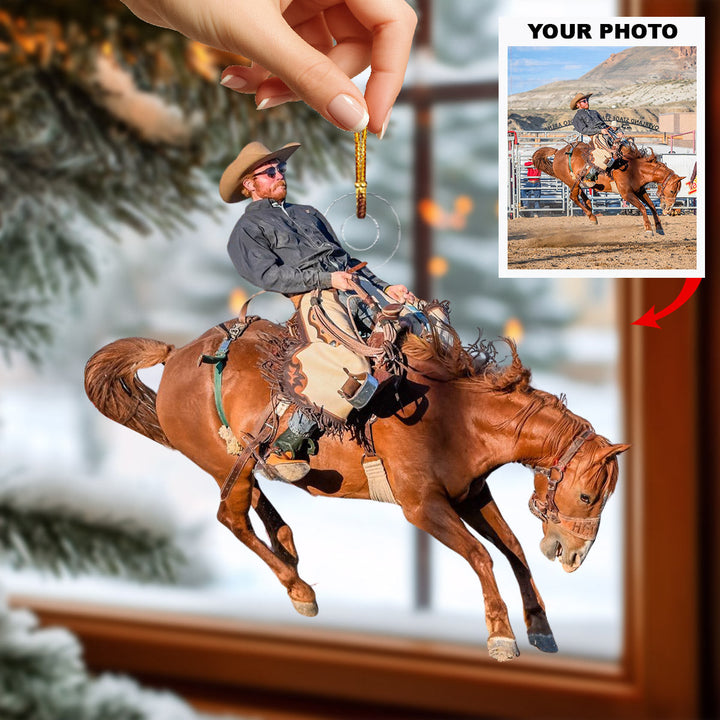 Western Rodeo Flame - Personalized Photo Mica Ornament - Christmas Gift For Rodeo Lovers