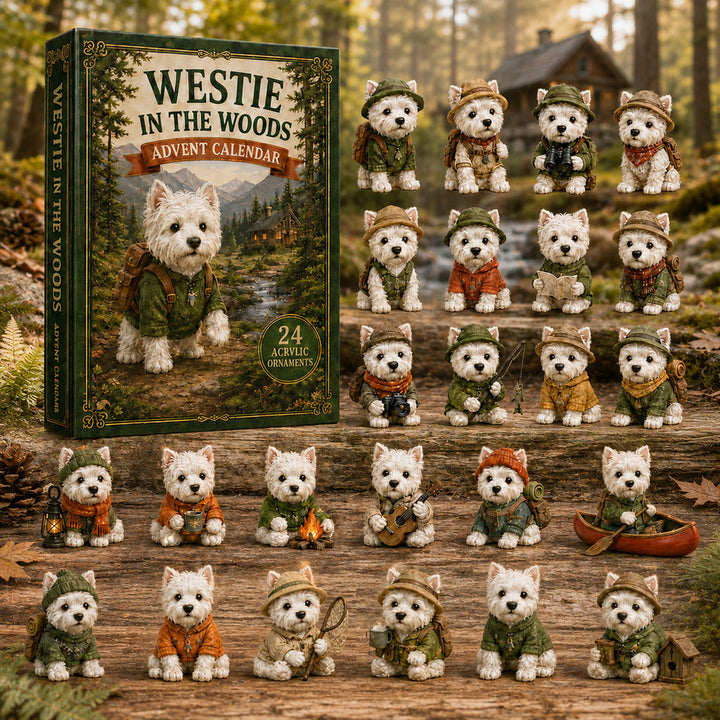 CHRISTMAS KICKOFF 40% OFF - Westie In The Woods Advent Calendar 2026 - 24-Day Festive Countdown, Acrylic Charms Blind Box - Gift For Dog Lovers AC0NT098