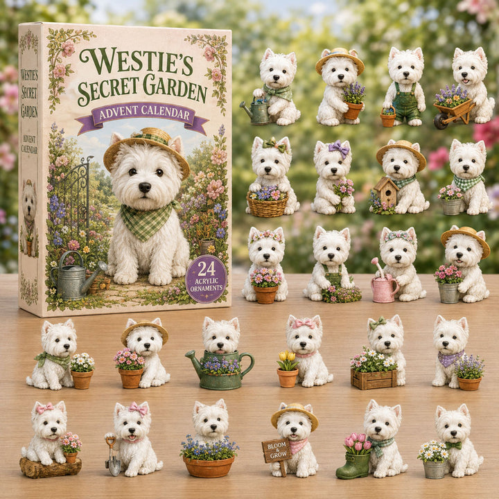CHRISTMAS KICKOFF 40% OFF - Westie's Secret Garden Advent Calendar 2026 - 24-Day Festive Countdown, Acrylic Charms Blind Box - Gift For Dog Lovers AC0NT100