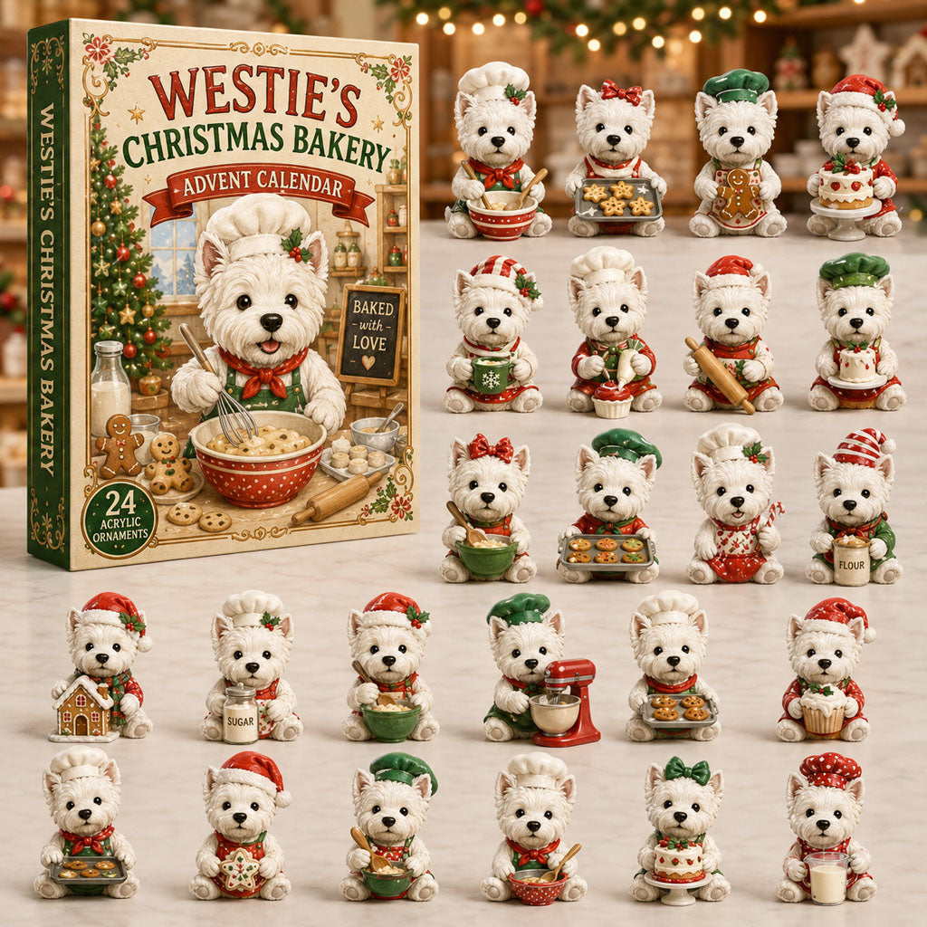 CHRISTMAS KICKOFF 40% OFF - Westies Christmas Bakery Advent Calendar 2026 - 24-Day Festive Countdown, Acrylic Charms Blind Box - Gift For West Highland Terrier Lovers AC0NT134