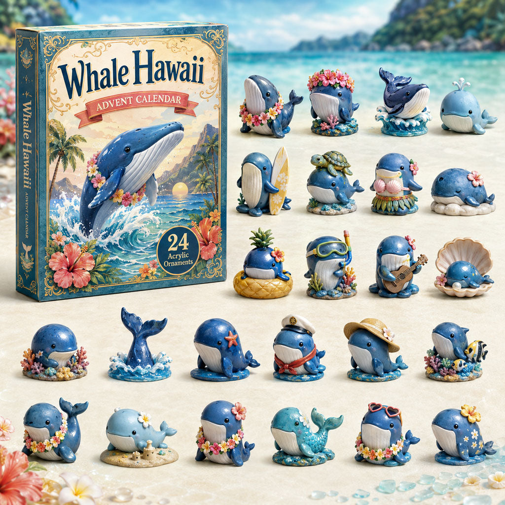 CHRISTMAS KICKOFF 40% OFF - Whale Hawaii Ocean Advent Calendar 2026 - 24-Day Festive Countdown, Acrylic Charms Blind Box - Gift For Ocean Lovers AC0HA022