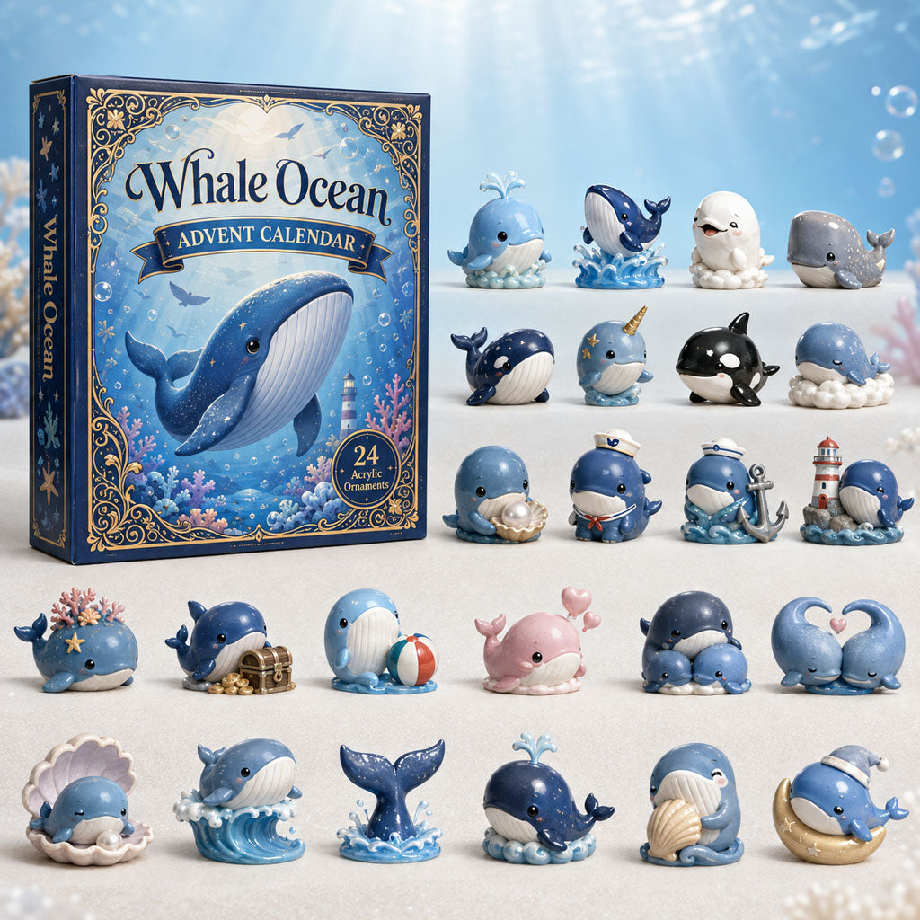 CHRISTMAS KICKOFF 40% OFF - Whale Ocean Advent Calendar 2026 - 24-Day Festive Countdown, Acrylic Charms Blind Box - Gift For Ocean Lovers AC0HA023