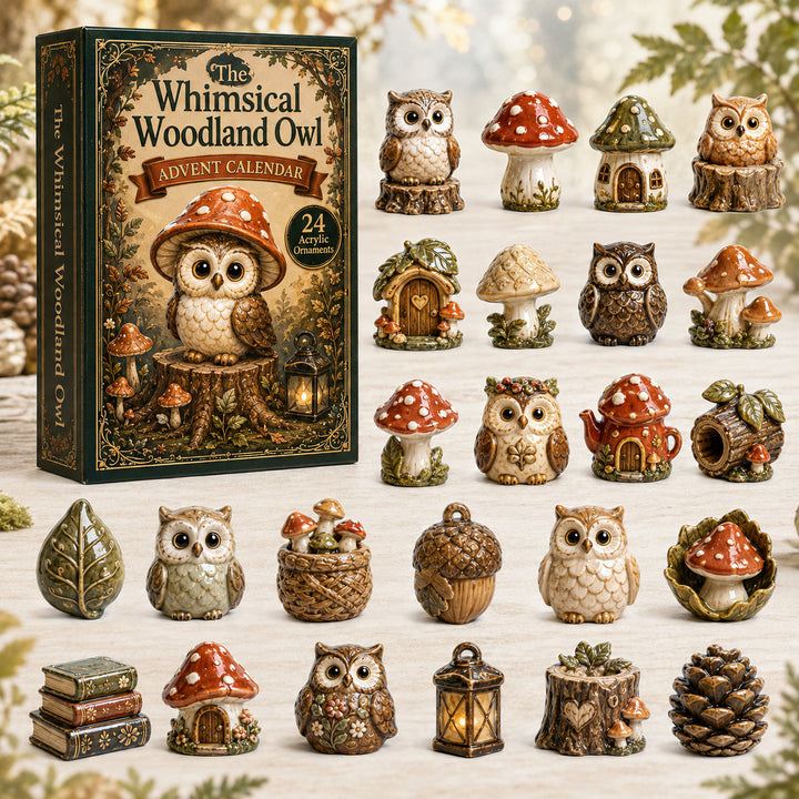 CHRISTMAS KICKOFF 40% OFF - Whimsical Woodland Owl Advent Calendar 2026 - 24-Day Festive Countdown, Acrylic Charms Blind Box - Gift For Owl Lovers