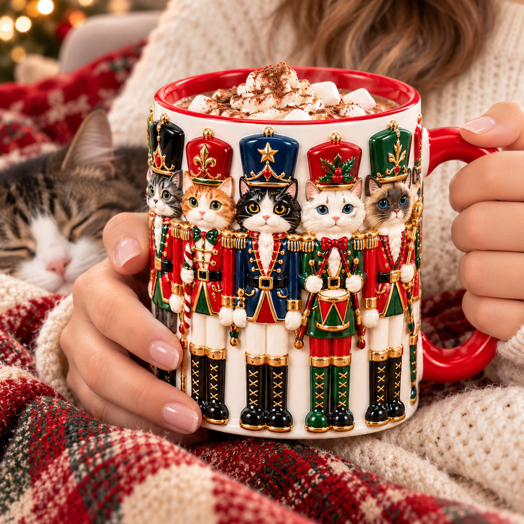 Whisker Soldiers Christmas 3D Effect Printed Accent Mug NCU0HT309