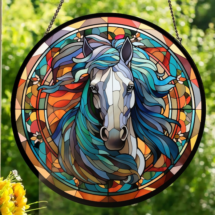 White Horse - Stained Glass Window Hanging Suncatcher NCU0VL002