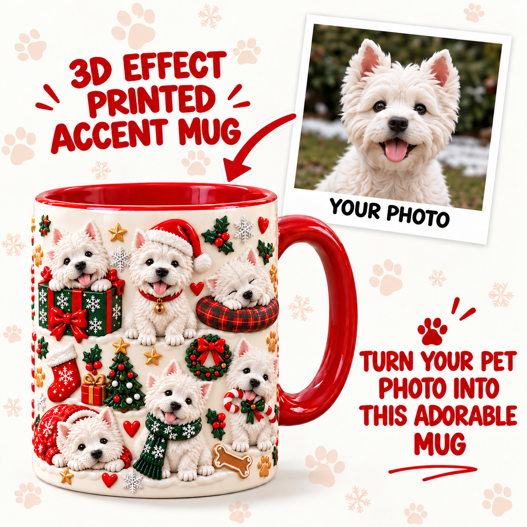 White Westie Personalized 3D Effect Printed Accent Mug UPL0TM009