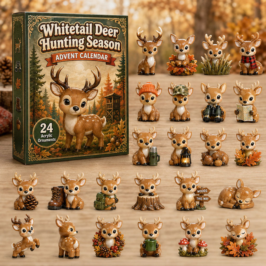 CHRISMAST KICKOFF 40% OFF - Whitetail Deer Hunting Season Advent Calendar 2026 - 24-Day Festive Countdown, Acrylic Charms Blind Box - Gift For Deer Lovers AC0HA167