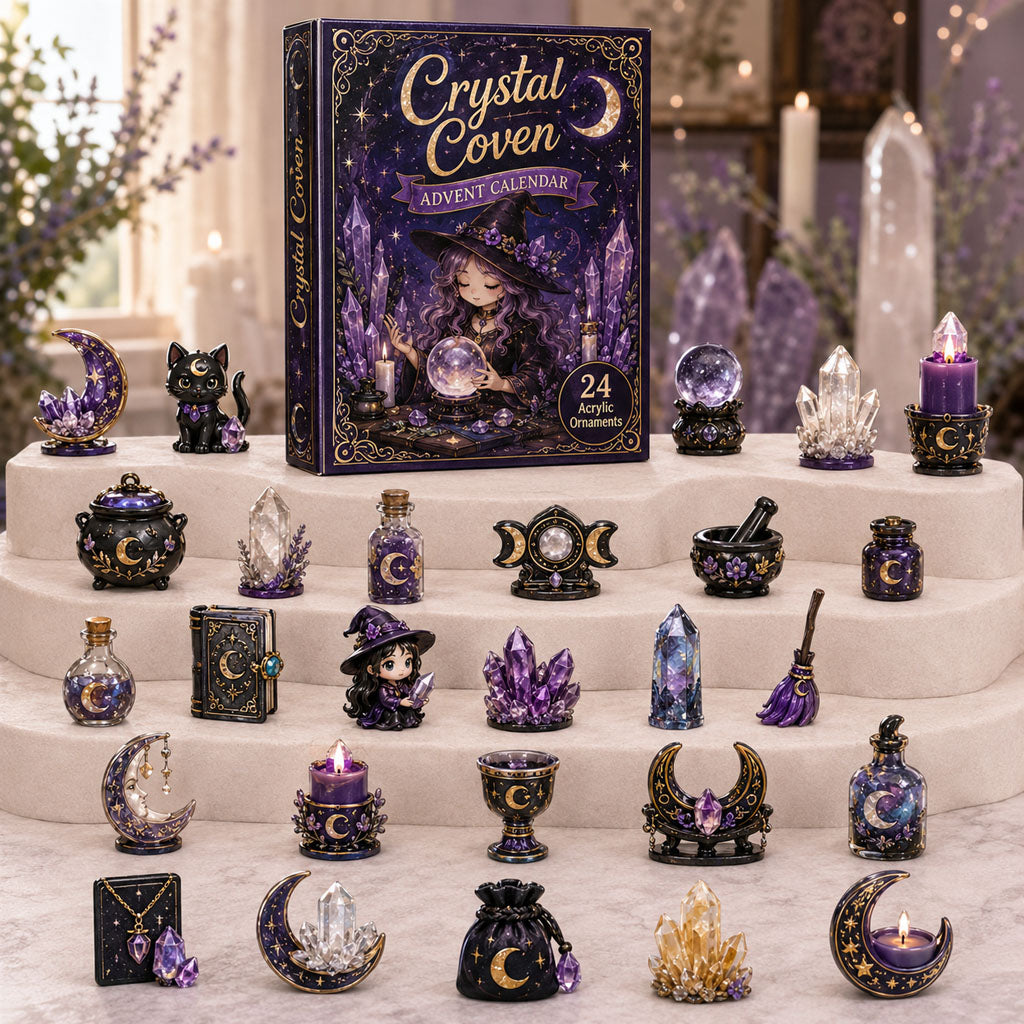 CHRISTMAS KICKOFF 40% OFF - Wiccan Crystal Coven Advent Calendar 2026 - 24-Day Festive Countdown, Acrylic Charms Blind Box - Gift For Witching Lovers AC0HA222