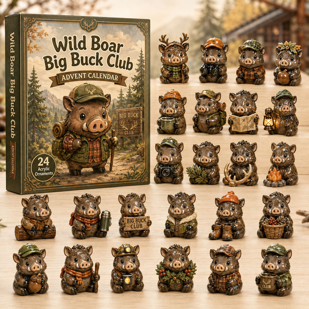 CHRISMAST KICKOFF 40% OFF - Wild Boar Big Buck Club Advent Calendar 2026 - 24-Day Festive Countdown, Acrylic Charms Blind Box - Gift For Wild Boar Lovers AC0HA176