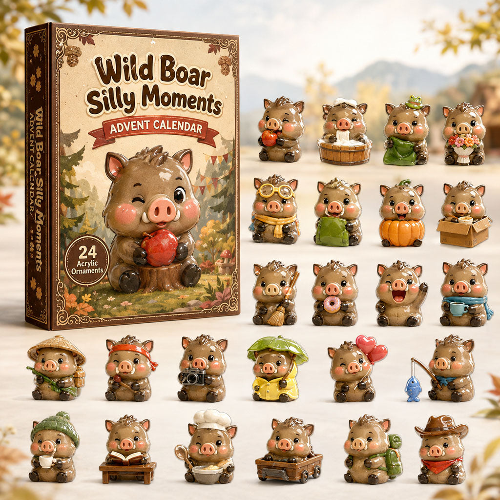 CHRISTMAS KICKOFF 40% OFF - Wild Boar Silly Moments Advent Calendar 2026 - 24-Day Festive Countdown, Acrylic Charms Blind Box - Gift For Wild Boar Lovers AC0HA179