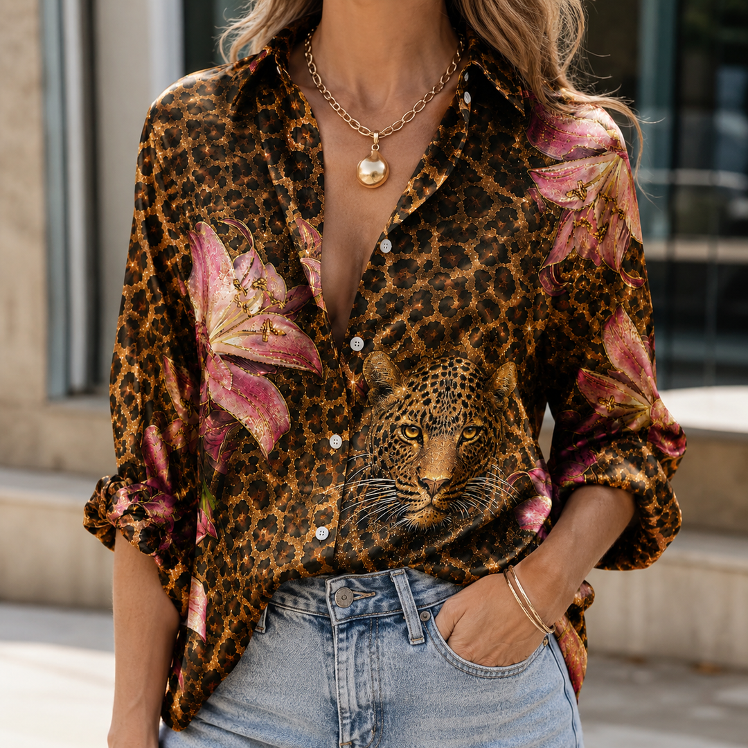 Wild Lily Majesty Women's Plus Size Casual Shirt Long Sleeve NCU0PT183