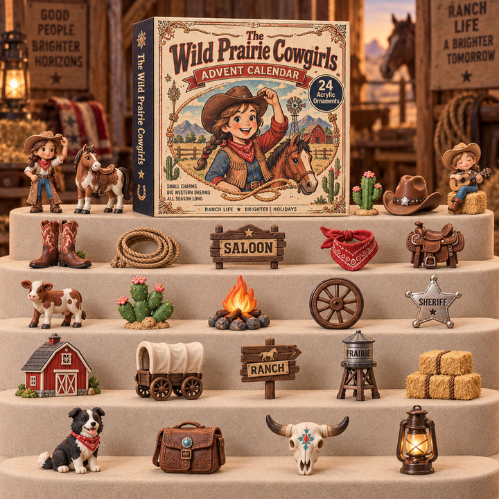 CHRISTMAS KICKOFF 40% OFF - Wild Prairie Cowgirls Advent Calendar 2026 - 24-Day Festive Countdown, Acrylic Charms Blind Box - Gift For Cowgirl Lovers AC0TH260