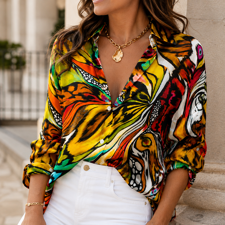 Wings of Wonder Women's Plus Size Casual Shirt Long Sleeve NCU0PT184