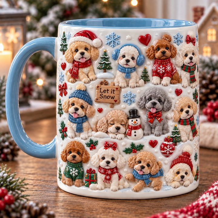 Winter Poodle Christmas 3D Effect Printed Accent Mug NCU0TM158