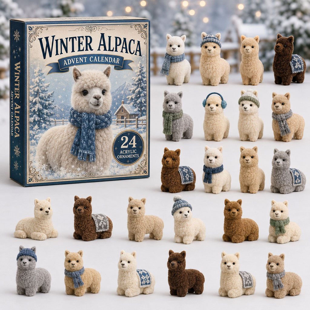 CHRISTMAS KICKOFF 40% OFF - Winter Alpaca Advent Calendar 2026 - 24-Day Festive Countdown, Acrylic Charms Blind Box - Gift For Farm Lovers AC0TM019