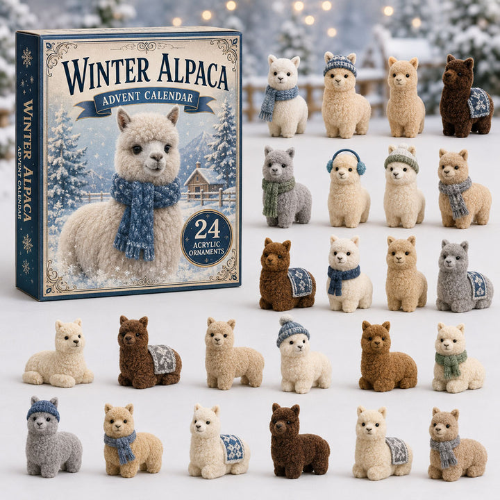 CHRISTMAS KICKOFF 40% OFF - Winter Alpaca Advent Calendar 2026 - 24-Day Festive Countdown, Acrylic Charms Blind Box - Gift For Farm Lovers AC0TM019
