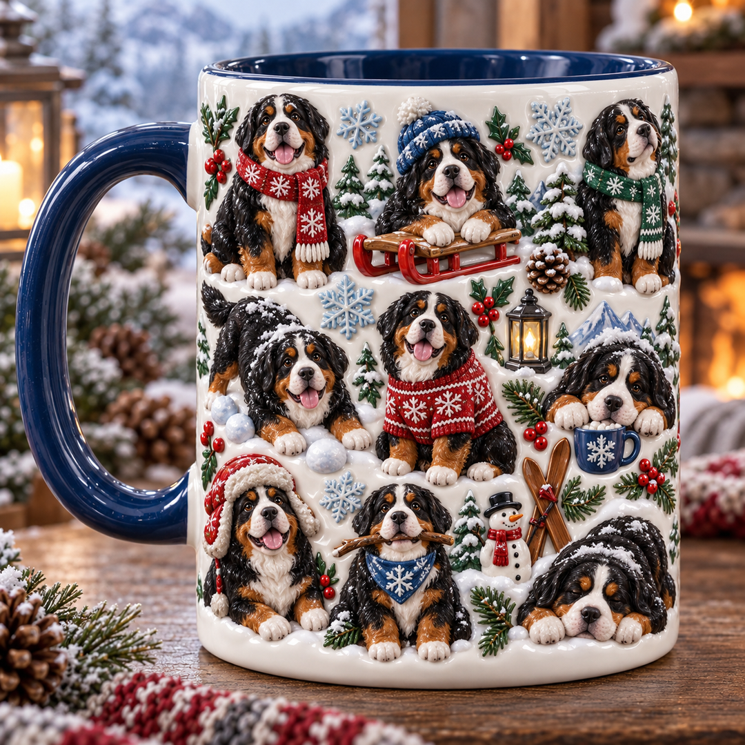 Winter Bernie Christmas 3D Effect Printed Accent Mug NCU0TM140