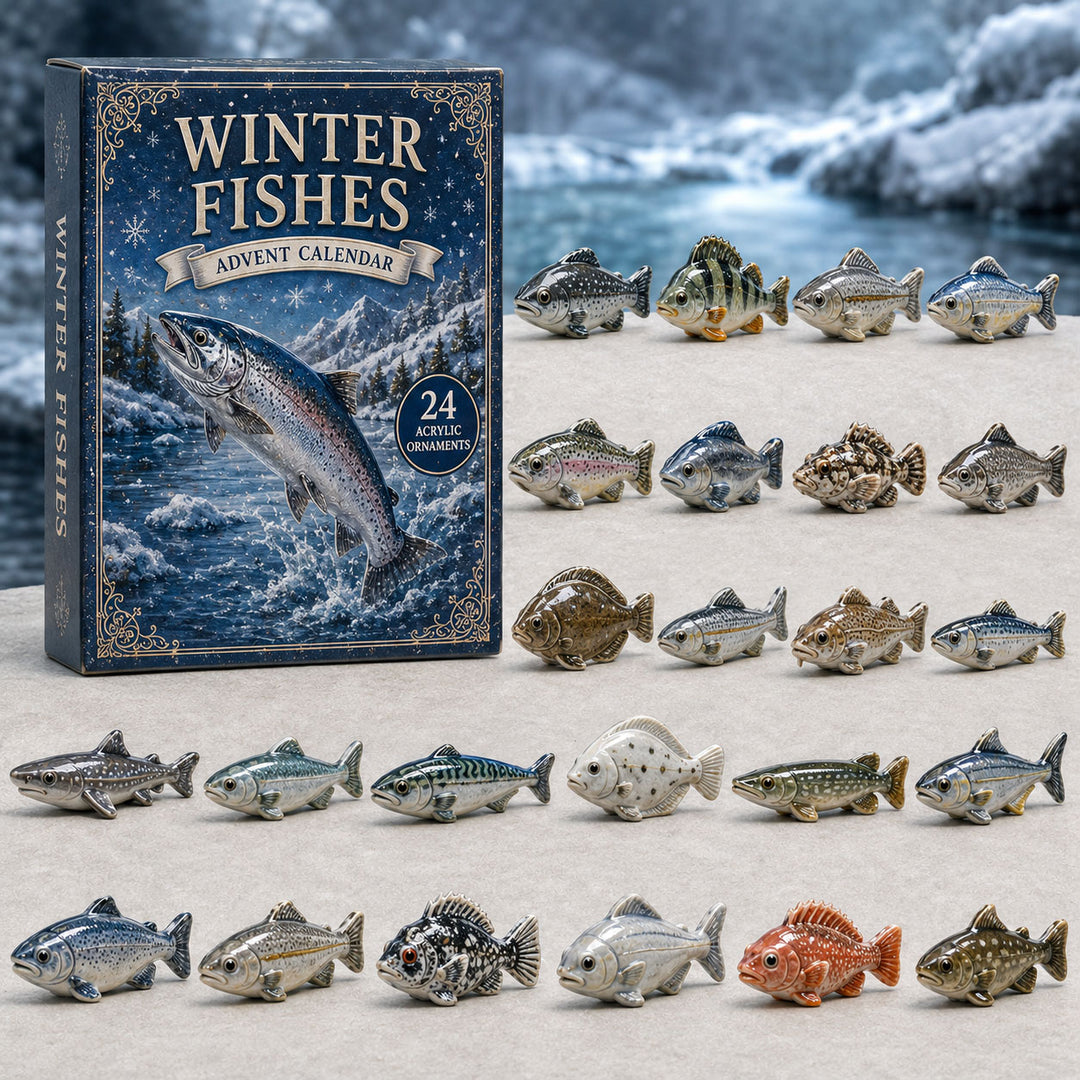 CHRISTMAS KICKOFF 40% OFF - Winter Fished Advent Calendar 2026 - 24-Day Festive Countdown, Acrylic Charms Blind Box - Gift For Fish Lovers
