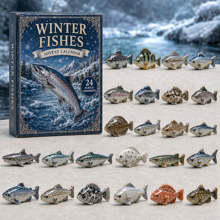 CHRISTMAS KICKOFF 40% OFF - Winter Fished Advent Calendar 2026 - 24-Day Festive Countdown, Acrylic Charms Blind Box - Gift For Fish Lovers