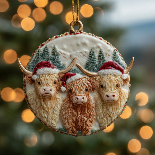 Winter Highland Trio Ceramic Ornament NCU0DH189