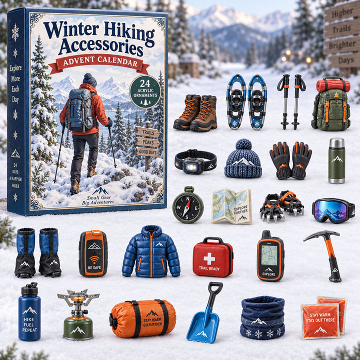 CHRISTMAS KICKOFF 40% OFF - Winter Hiking Accessories Advent Calendar 2026 - 24-Day Festive Countdown, Acrylic Charms Blind Box - Gift For Hiking Lovers AC0NT265
