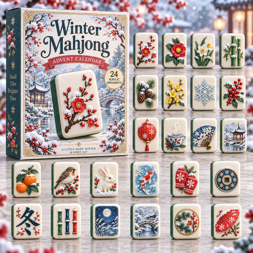 CHRISTMAS KICKOFF 40% OFF - Winter Mahjong Advent Calendar 2026 - 24-Day Festive Countdown, Acrylic Charms Blind Box - Gift For Mahjong Lovers AC0NT280
