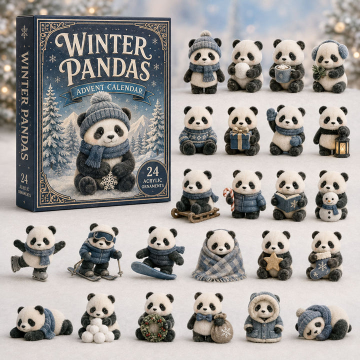 CHRISTMAS KICKOFF 40% OFF - Winter Pandas Advent Calendar 2026 - 24-Day Festive Countdown, Acrylic Charms Blind Box - Gift For Panda Lovers AC0TM091