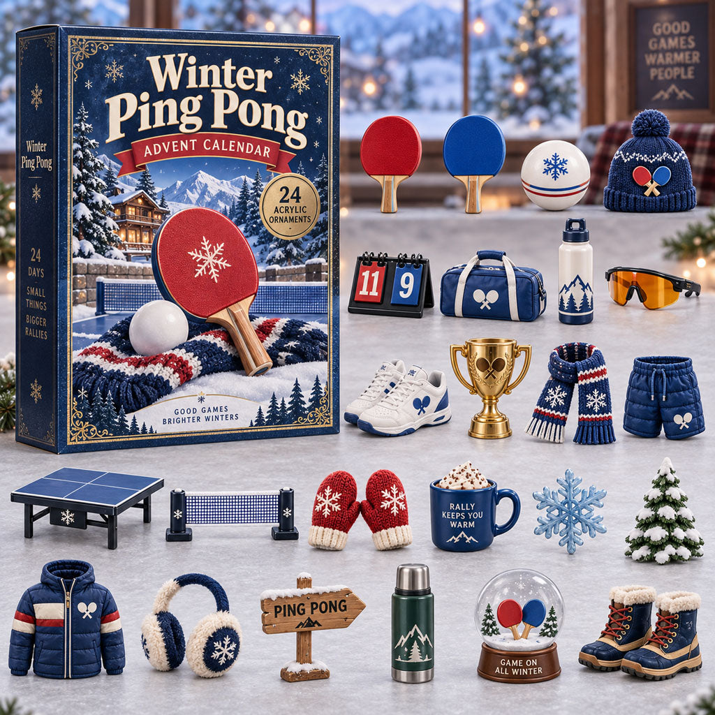 CHRISTMAS KICKOFF 40% OFF - Winter Ping Pong Advent Calendar 2026 - 24-Day Festive Countdown, Acrylic Charms Blind Box - Gift For Ping Pong Lovers AC0NT290