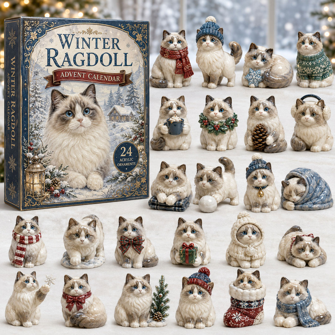 CHRISTMAS KICKOFF 40% OFF - Winter Ragdoll Advent Calendar 2026 - 24-Day Festive Countdown, Acrylic Charms Blind Box - Gift For Cat Lovers