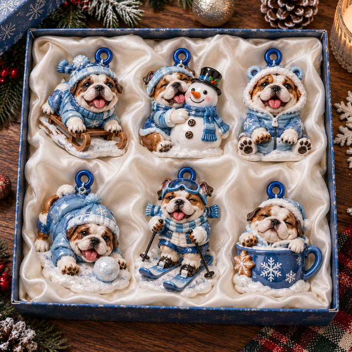 Winter Time Bulldog Acrylic Ornament Gift Set NCU0HT242