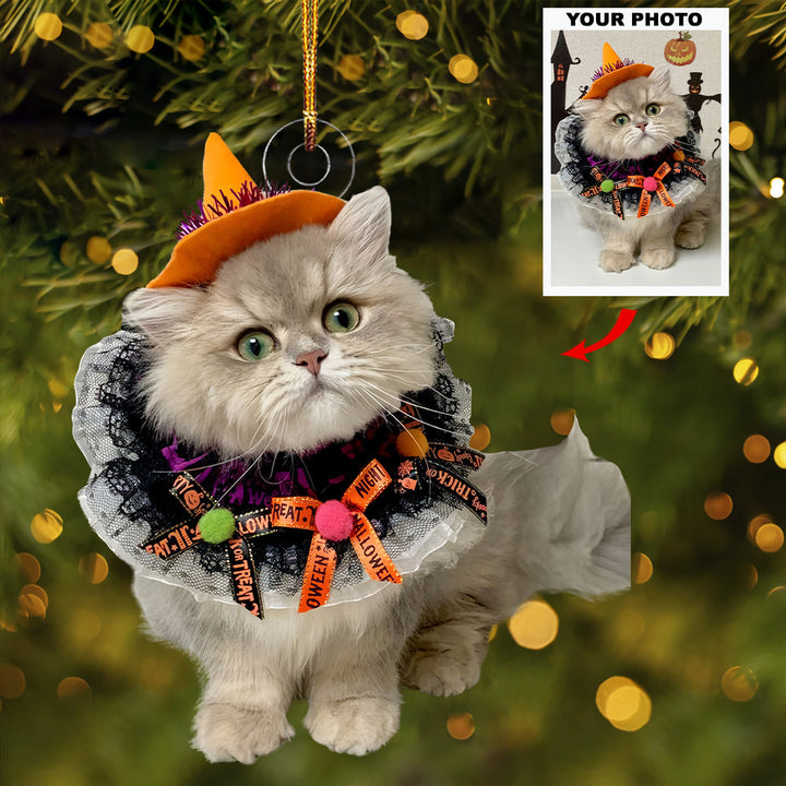 Witch Cat - Personalized Photo Mica Ornament - Gift For Cat Lovers, Pet Lovers, Cat Mom, Cat Dad
