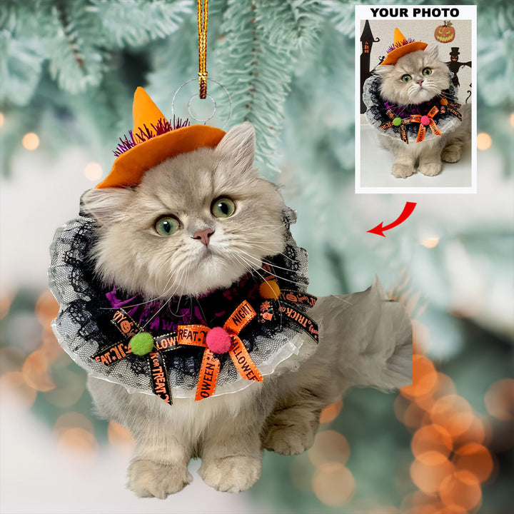 Witch Cat - Personalized Photo Mica Ornament - Gift For Cat Lovers, Pet Lovers, Cat Mom, Cat Dad