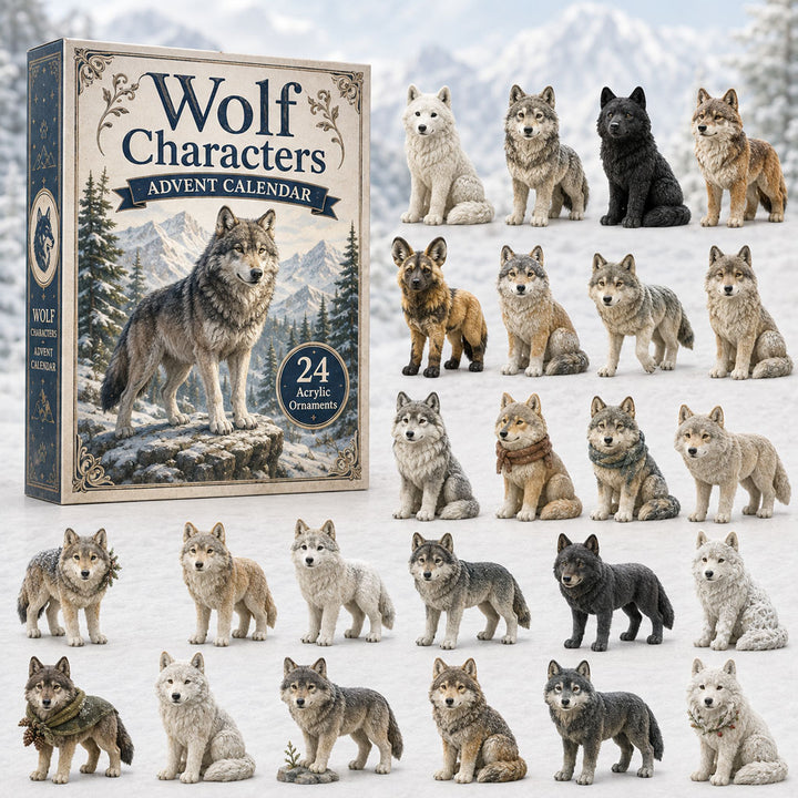 CHRISTMAS KICKOFF 40% OFF - Wolf Character Advent Calendar 2026 - 24-Day Festive Countdown, Acrylic Charms Blind Box - Gift For Wolf Lovers AC0TH046
