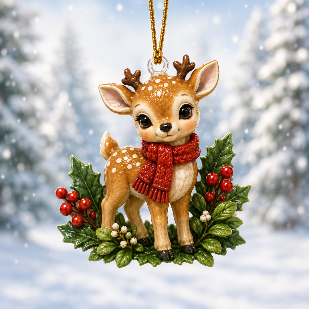 Woodland Baby Deer Mica Ornament NCU0HT027