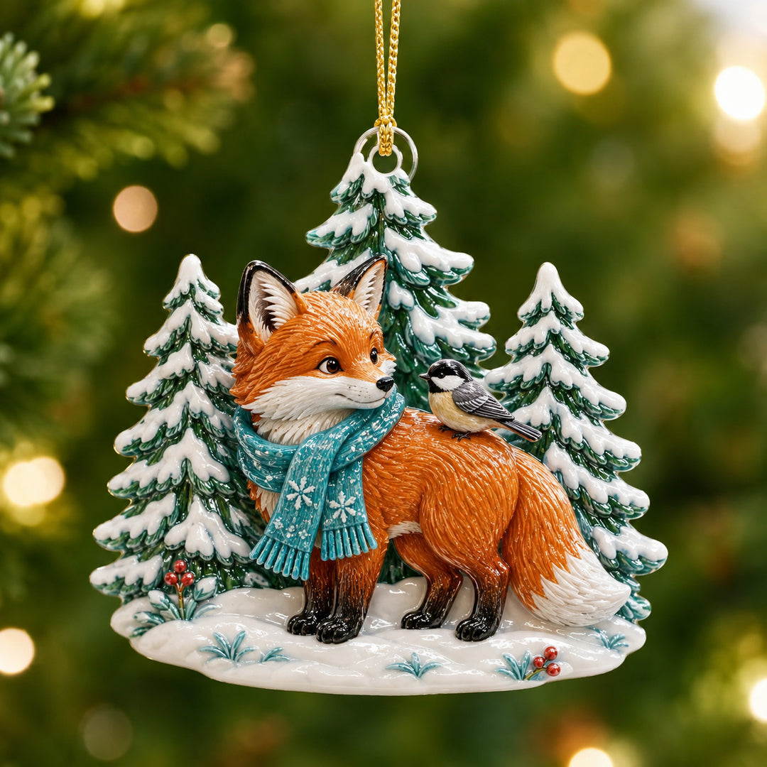 Woodland Fox Mica Ornament NCU0HT028