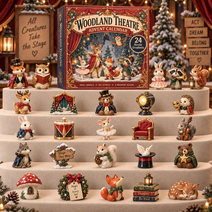 CHRISTMAS KICKOFF 40% OFF - Woodland Theatre Advent Calendar 2026 - 24-Day Festive Countdown, Acrylic Charms Blind Box - Gift For Theatre Lovers AC0TM299