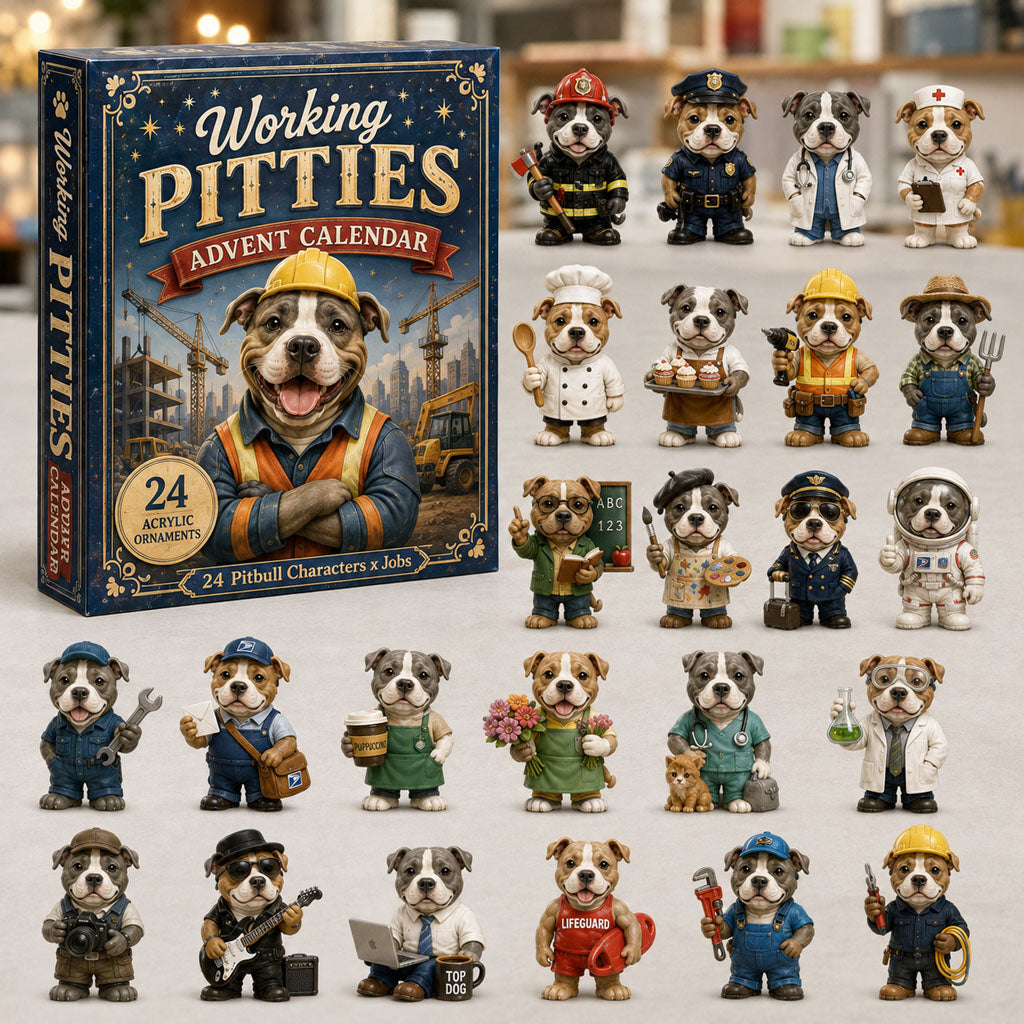 CHRISTMAS KICKOFF 40% OFF - Working Pitties Advent Calendar 2026 - 24-Day Festive Countdown, Acrylic Charms Blind Box - Gift For Pitbull Lovers AC0NT230