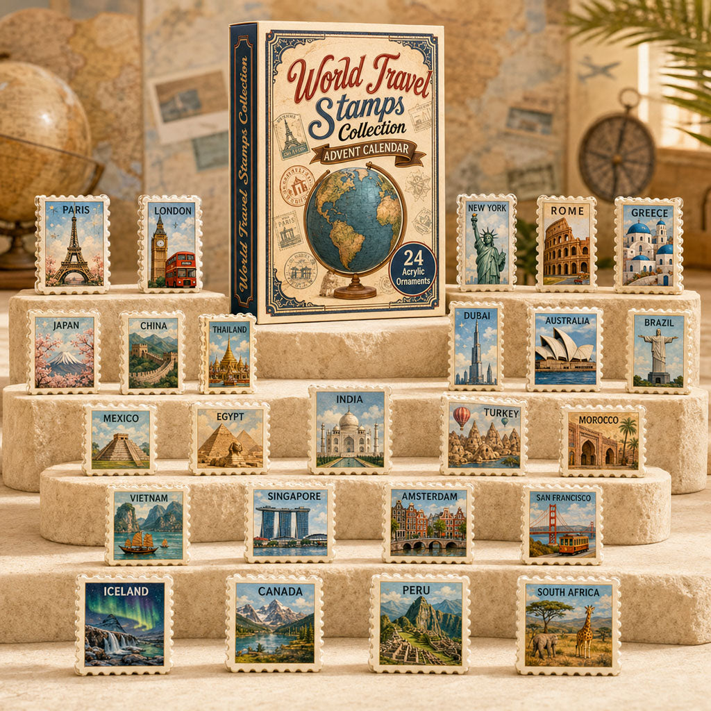 CHRISTMAS KICKOFF 40% OFF - World Famous Stamps Advent Calendar 2026 - 24-Day Festive Countdown, Acrylic Charms Blind Box - Gift For Stamp Lovers AC0TH226