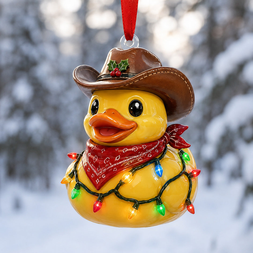 Xmas Cowboy Rubber Duck Mica Ornament NCU0HT052