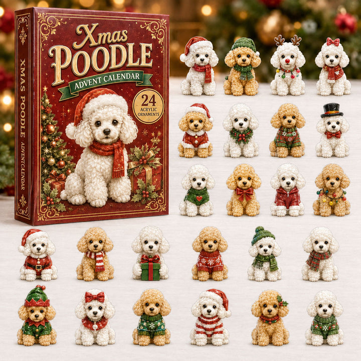 CHRISTMAS KICKOFF 40% OFF - Xmas Poodle Advent Calendar 2026 - 24-Day Festive Countdown, Acrylic Charms Blind Box - Gift For Poodle Lovers AC0NT040