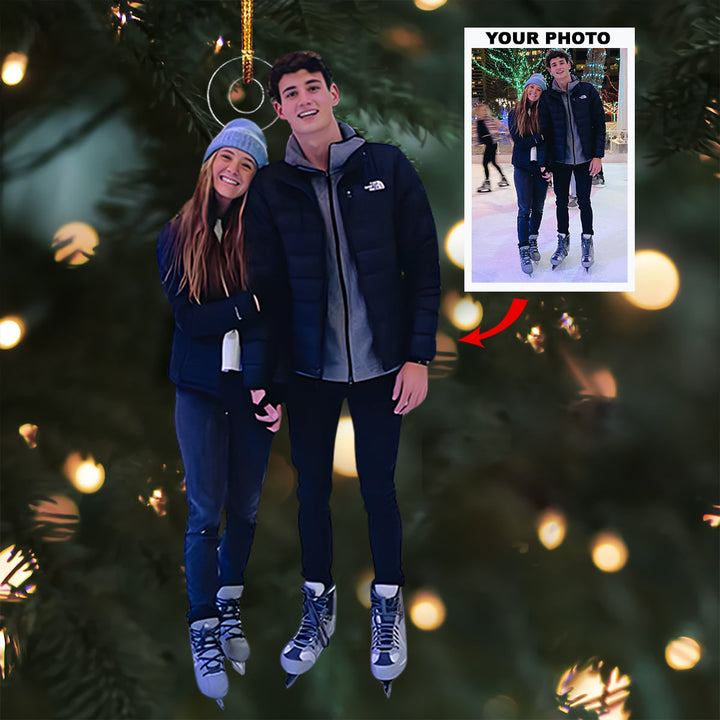 You And Me - Personalized Photo Mica Ornament - Christmas Gift For Ice Skate Players, Ice Skate Lovers
