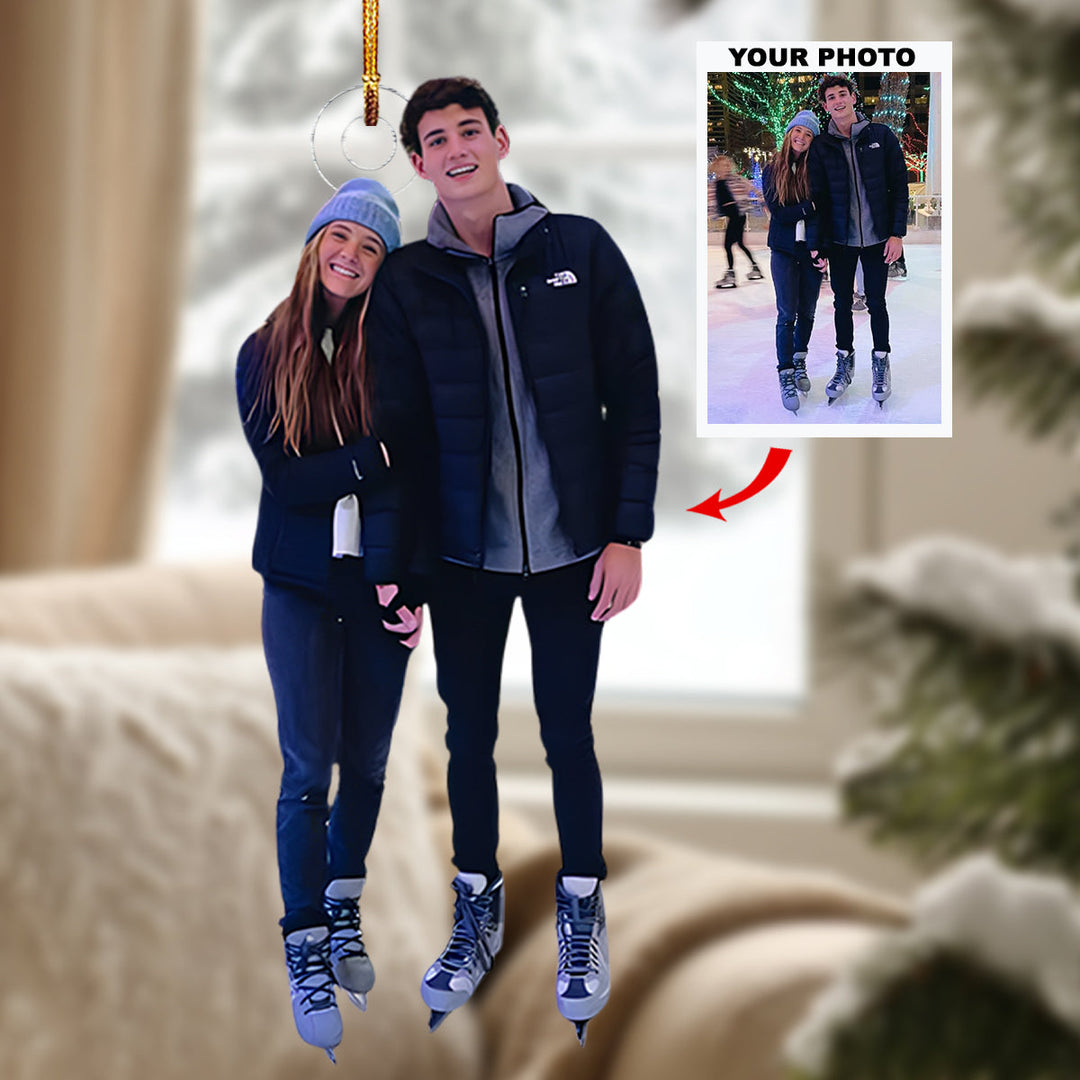 You And Me - Personalized Photo Mica Ornament - Christmas Gift For Ice Skate Players, Ice Skate Lovers