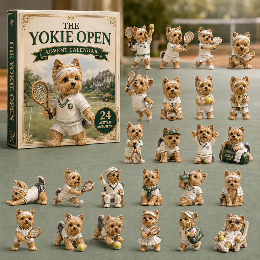 CHRISMAST KICKOFF 40% OFF - Yorkie Open Tennis Advent Calendar 2026 - 24-Day Festive Countdown, Acrylic Charms Blind Box - Gift For Dog Lovers AC0TM169