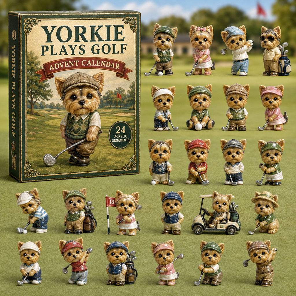 CHRISMAST KICKOFF 40% OFF - Yorkie Plays Golf Advent Calendar 2026 - 24-Day Festive Countdown, Acrylic Charms Blind Box - Gift For Dog Lovers AC0TM165