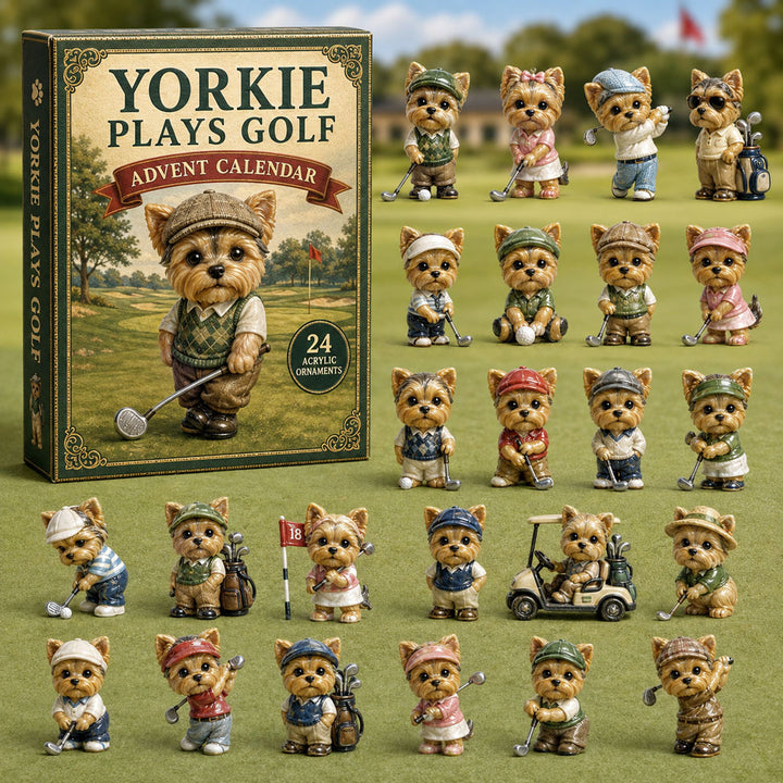 CHRISMAST KICKOFF 40% OFF - Yorkie Plays Golf Advent Calendar 2026 - 24-Day Festive Countdown, Acrylic Charms Blind Box - Gift For Dog Lovers AC0TM165
