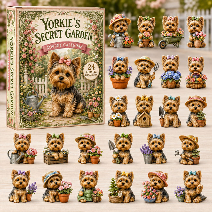 CHRISTMAS KICKOFF 40% OFF - Yorkies Secret Garden Advent Calendar 2026 - 24-Day Festive Countdown, Acrylic Charms Blind Box - Gift For Yorkshire Terrier Lovers AC0NT105