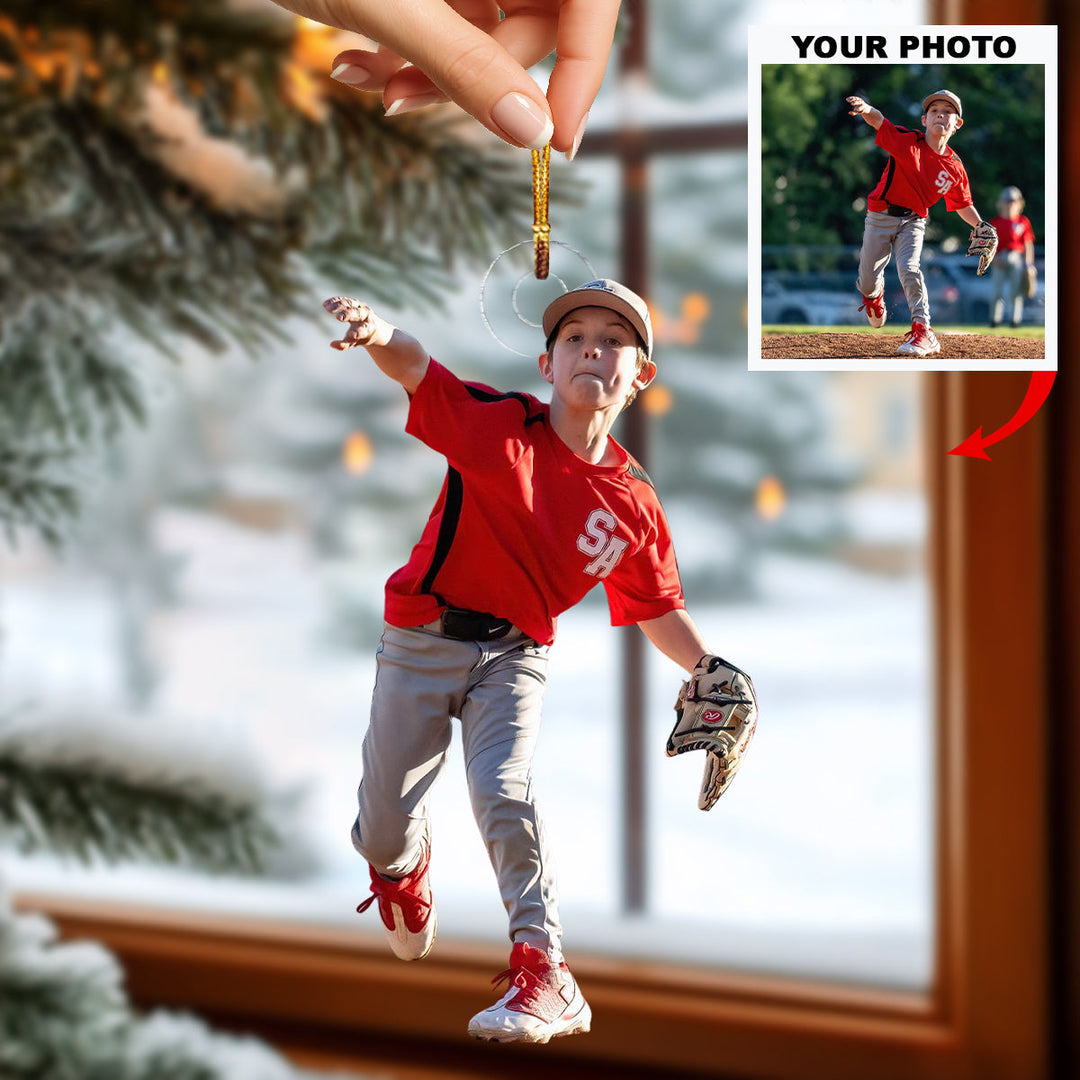 Young Golden Arm - Personalized Photo Mica Ornament - Christmas Gift For Sport Loving Kids
