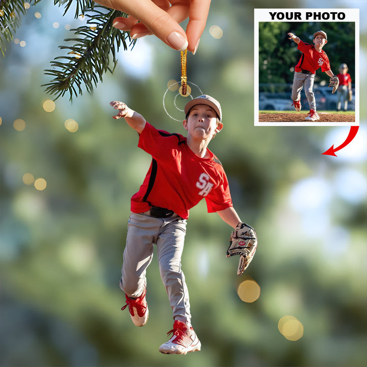 Young Golden Arm - Personalized Photo Mica Ornament - Christmas Gift For Sport Loving Kids