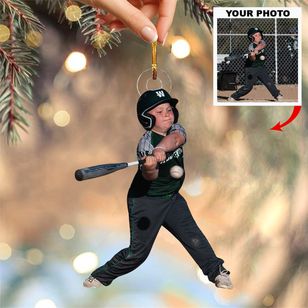 Young Power Swing - Personalized Photo Mica Ornament - Christmas Gift For Sport Loving Kids