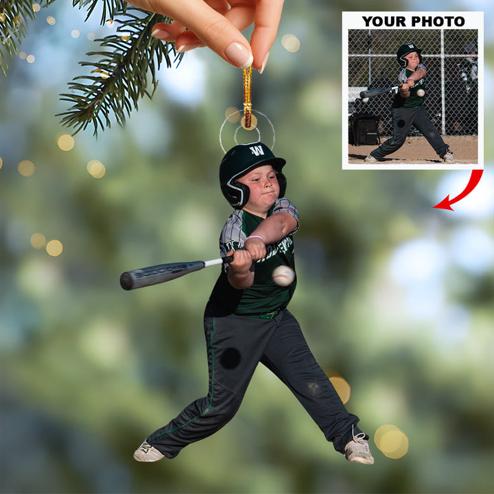 Young Power Swing - Personalized Photo Mica Ornament - Christmas Gift For Sport Loving Kids